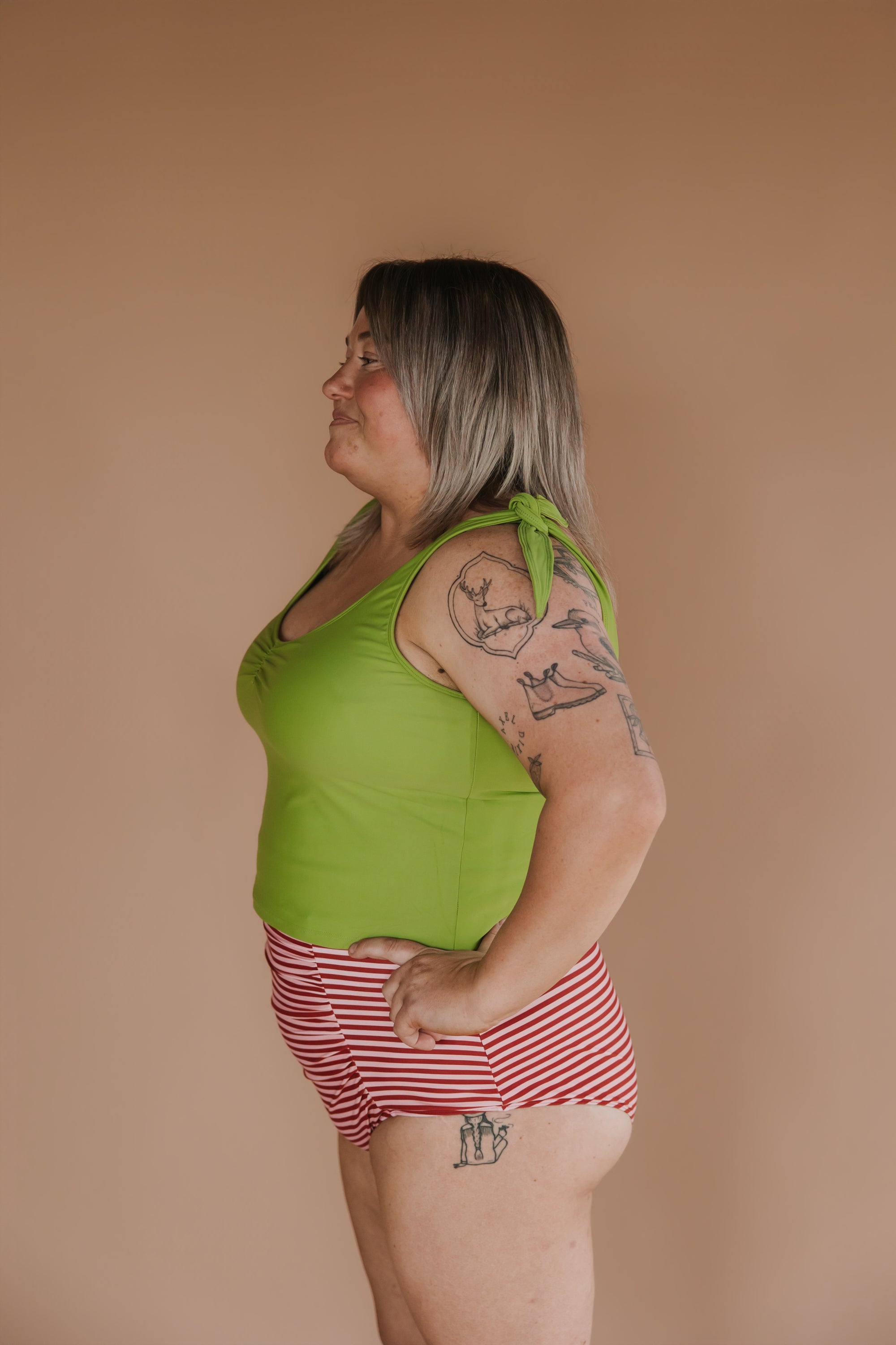 Shoulder Tie Top Olive