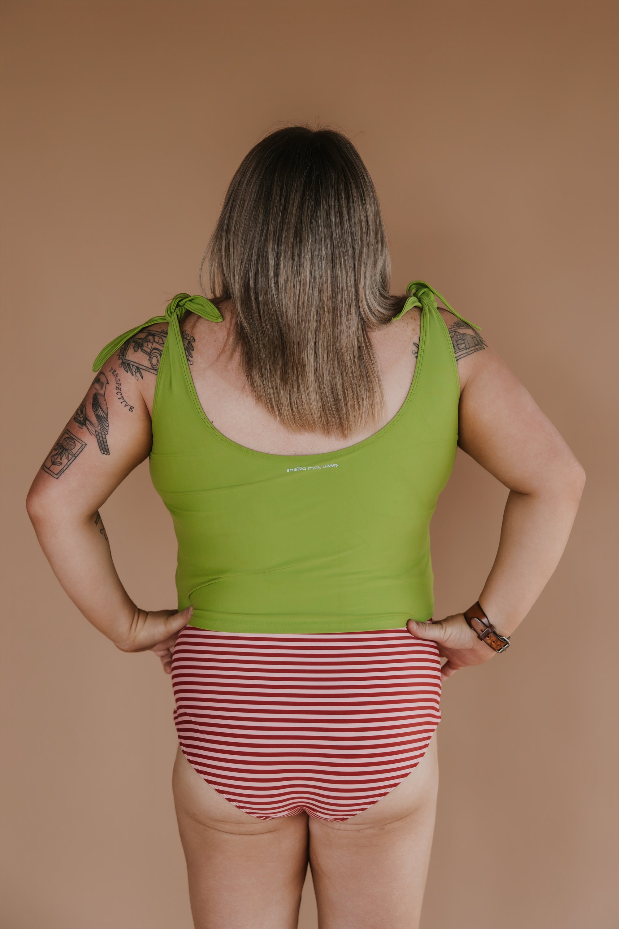 Ruched High Waisted Bottoms Candy Stripe