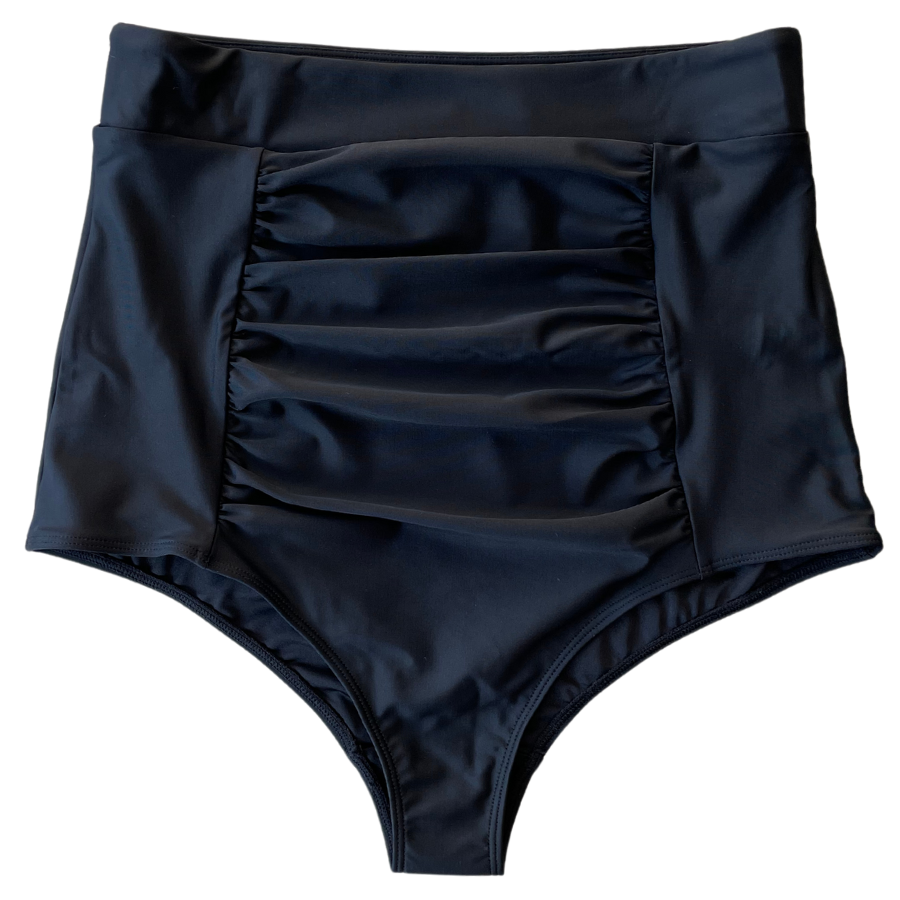 Ruched High Waisted Bottoms Black