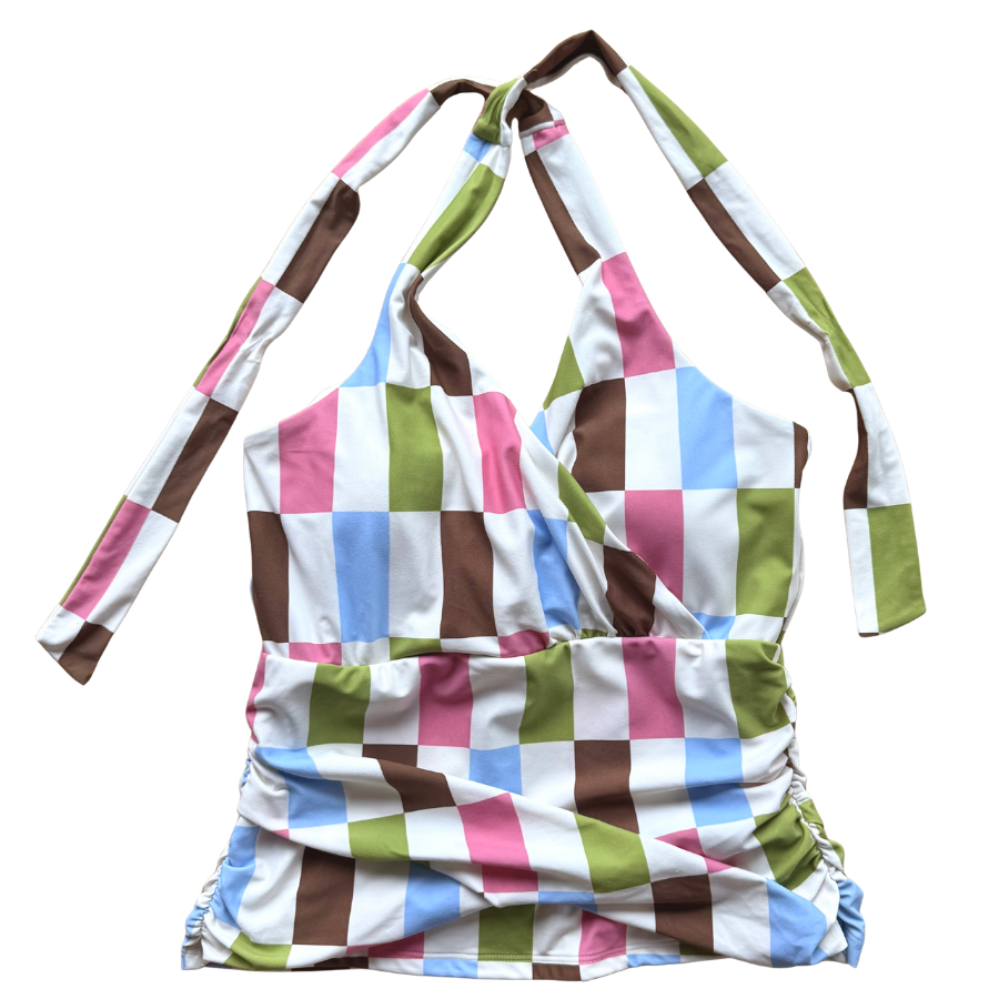 Criss-Cross Halter Top Vintage Patch