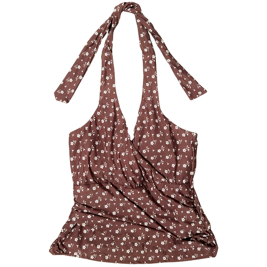 Pre-Order: Criss-Cross Halter Top Cocoa Ditzy
