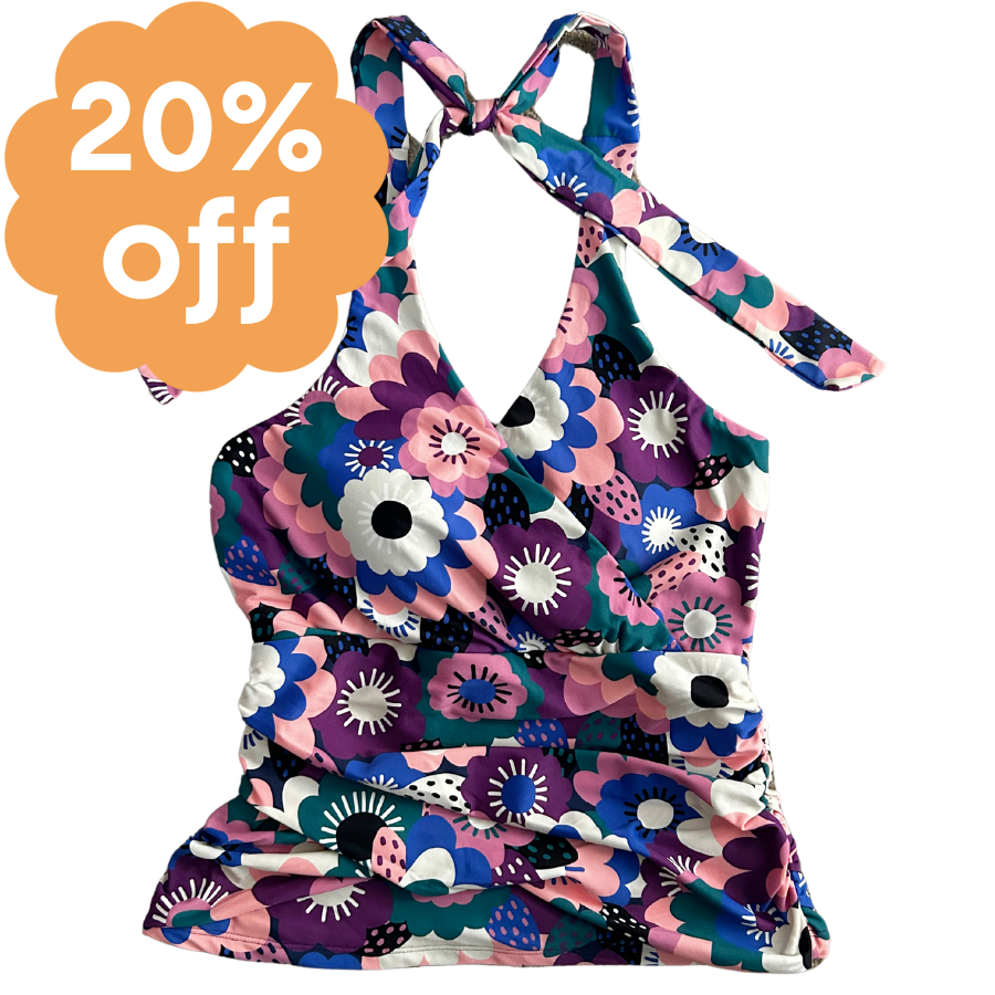 Criss-Cross Halter Top Dusk Flora