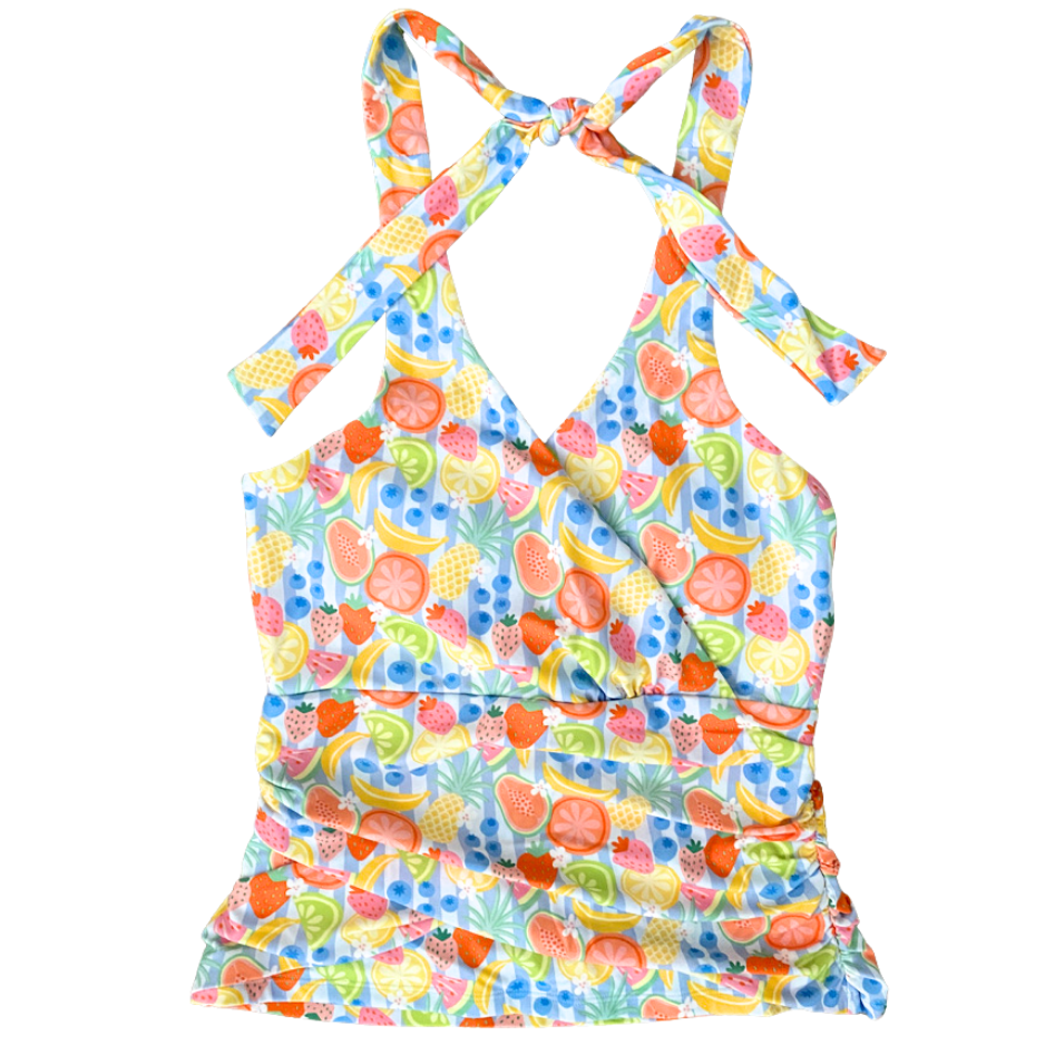 Criss-Cross Halter Top Fruit Fiesta