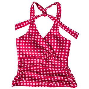 Criss-Cross Halter Top Watermelon Check