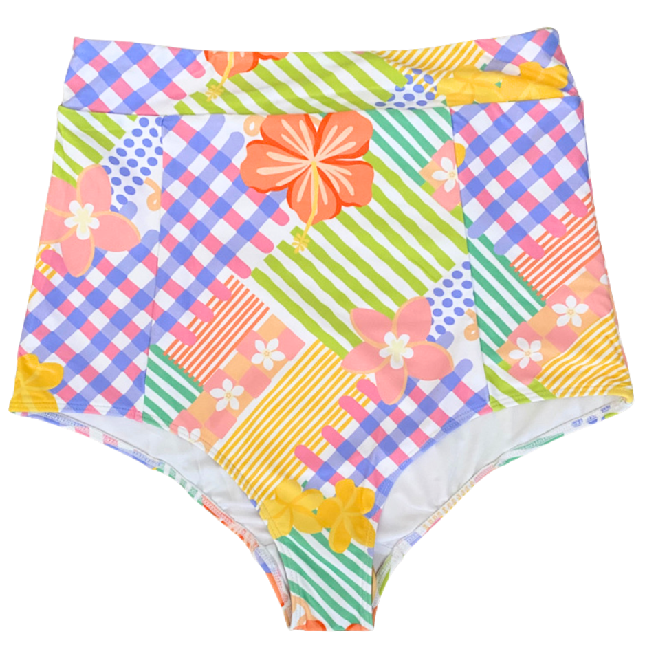 High Waisted Bottoms Tropical Patch