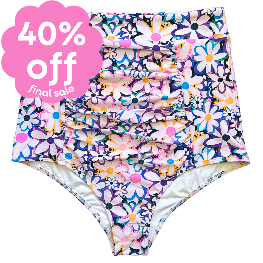 Last Pieces - Ruched High Waisted Bottoms Dozens of Daisies
