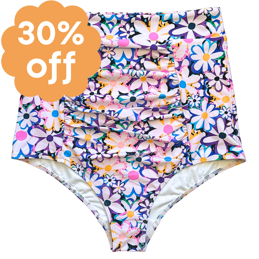 Ruched High Waisted Bottoms Dozens of Daisies