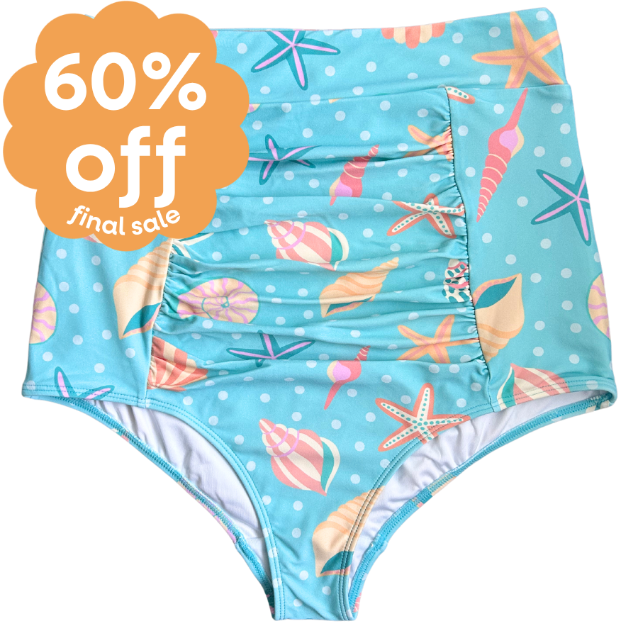 Last Pieces - Ruched High Waisted Bottoms Sea Shells