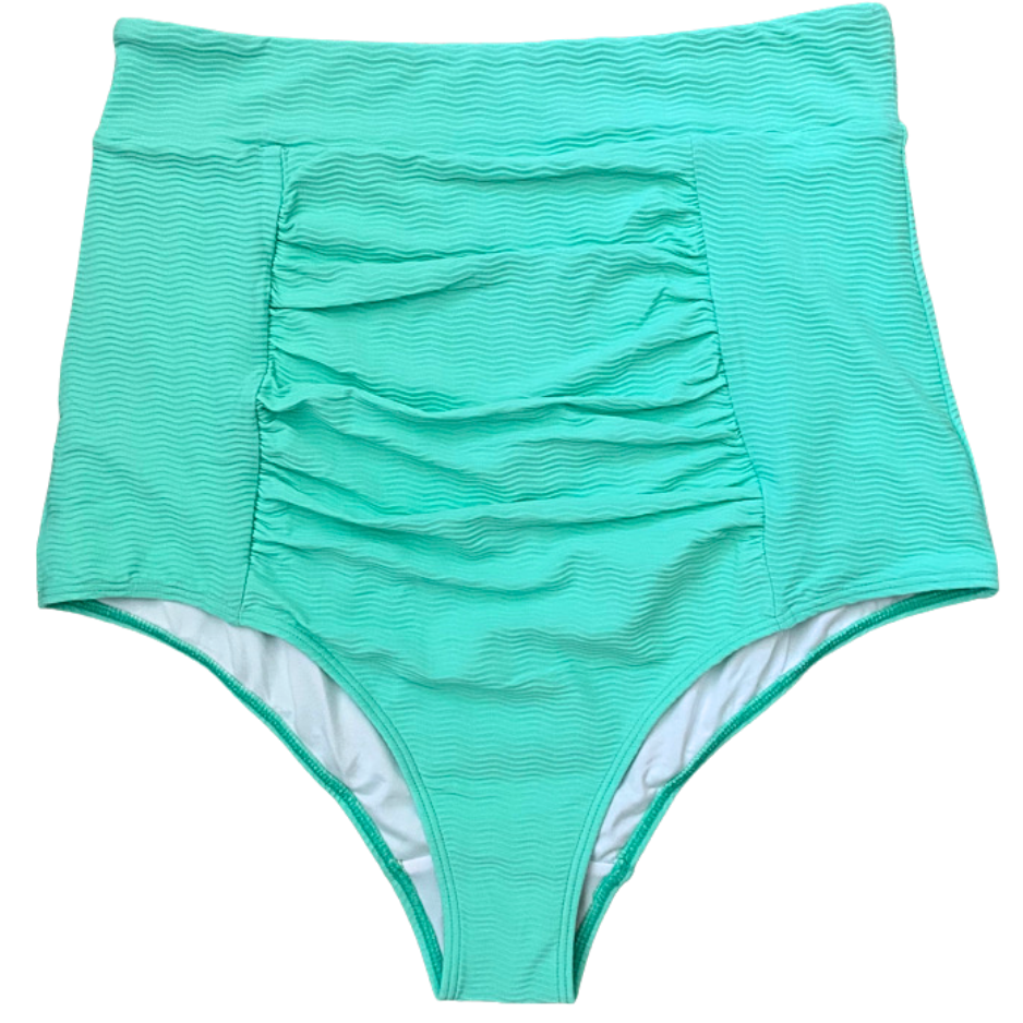 Ruched High Waisted Bottoms Seafoam (Textured Fabric)