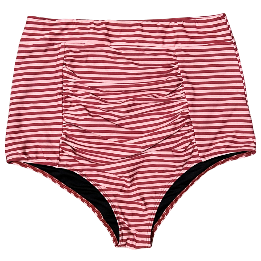 Ruched High Waisted Bottoms Candy Stripe