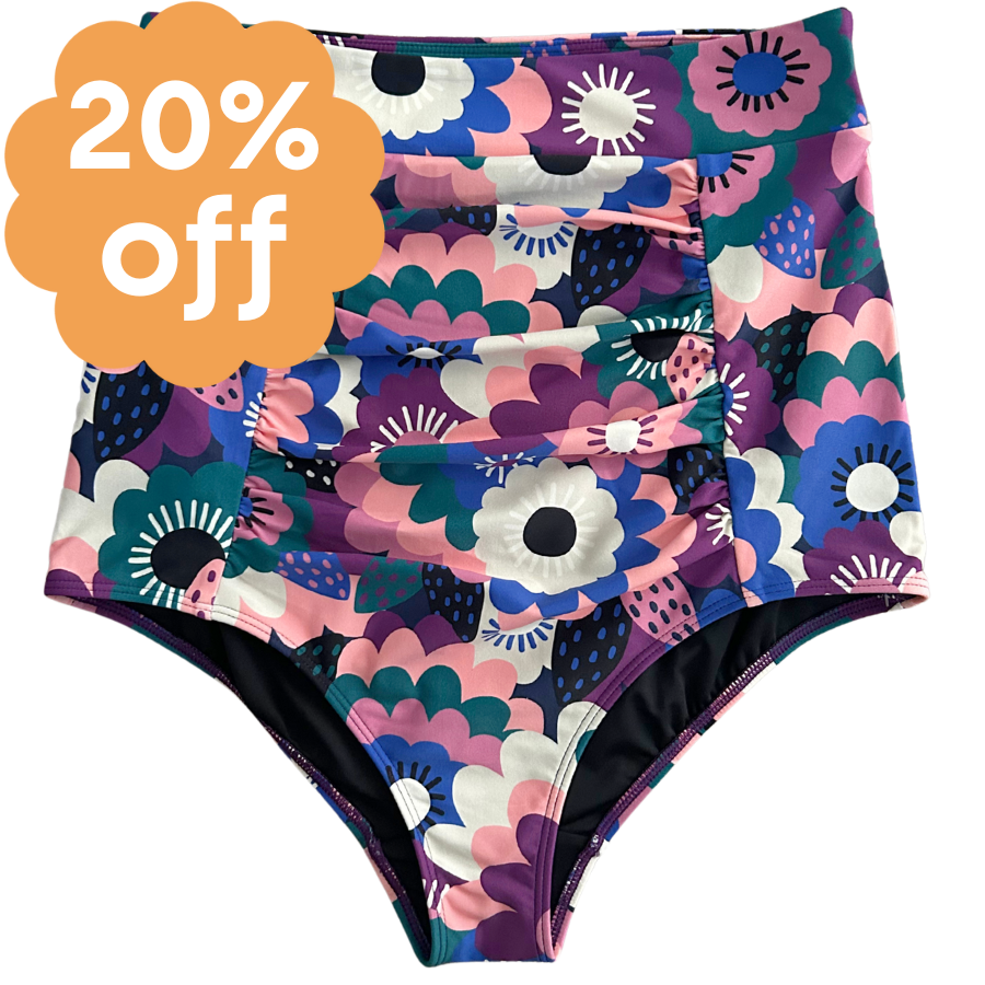 Ruched High Waisted Bottoms Dusk Flora