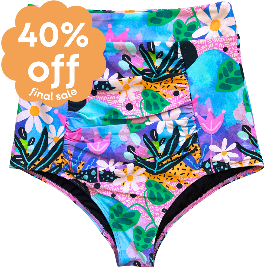 Last Pieces - Ruched High Waisted Bottoms Fantasy Garden