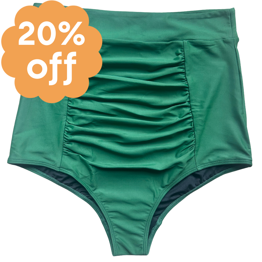 Ruched High Waisted Bottoms Forest
