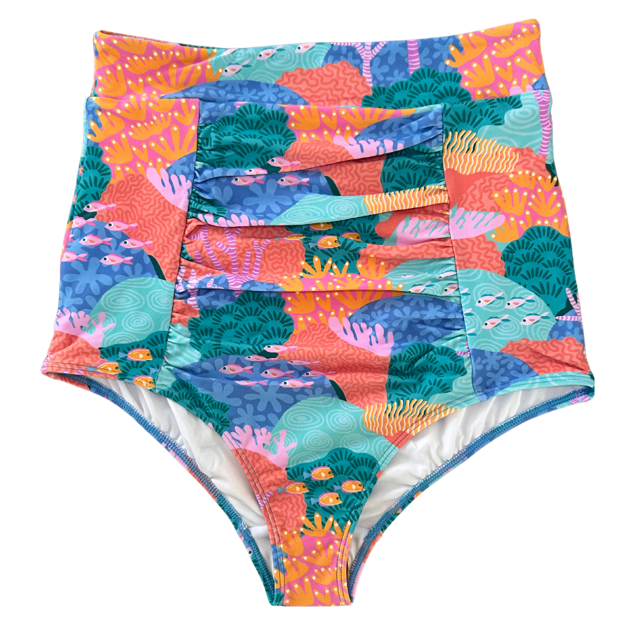 Ruched High Waisted Bottoms Great Barrier Reef