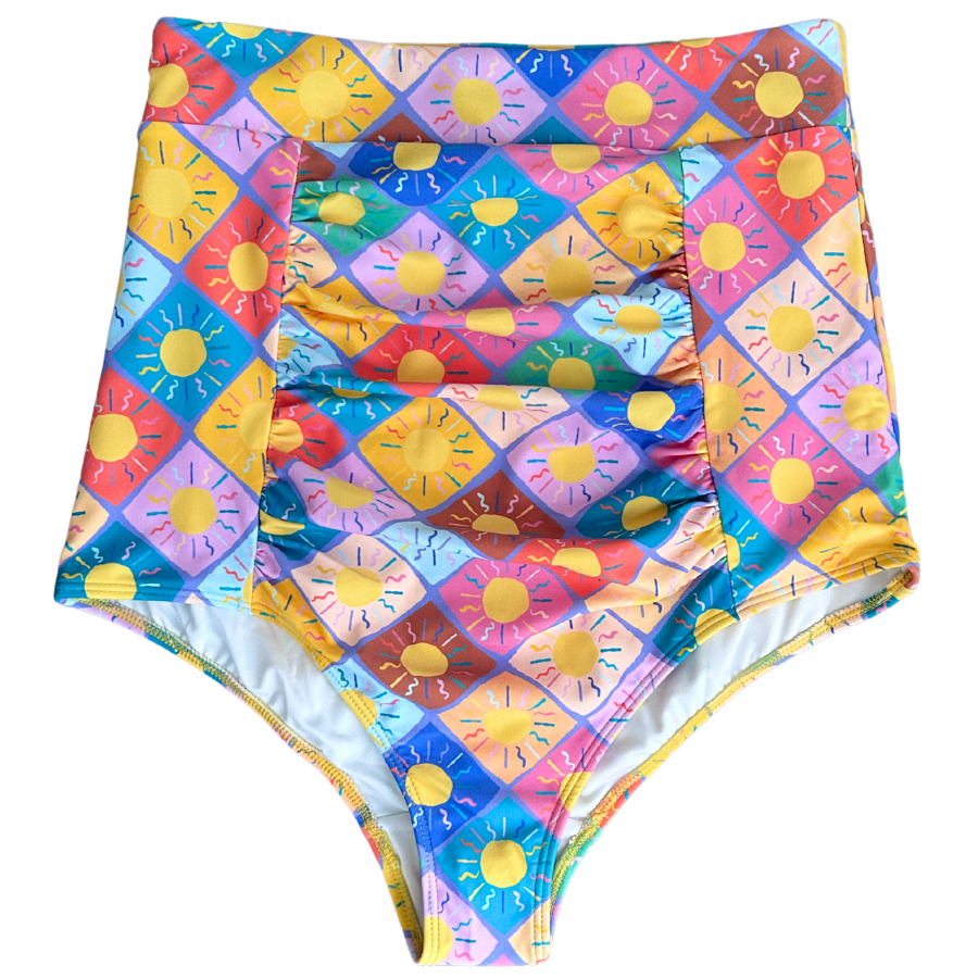 Ruched High Waisted Bottoms Here Comes The Sun