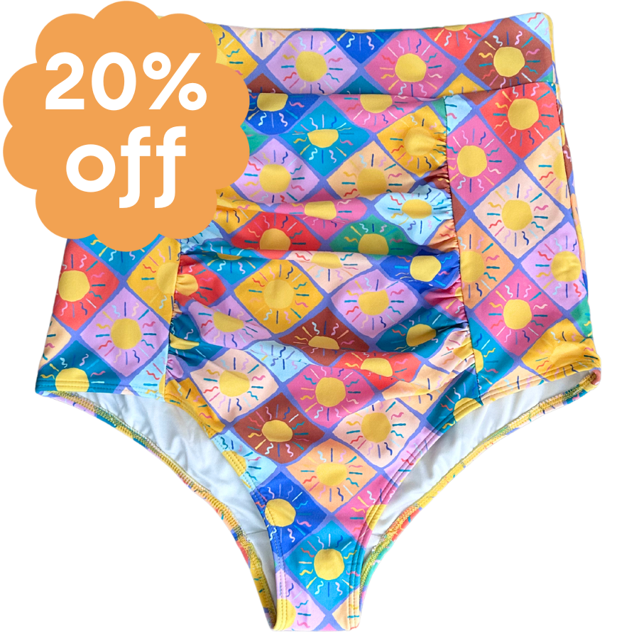 Ruched High Waisted Bottoms Here Comes The Sun