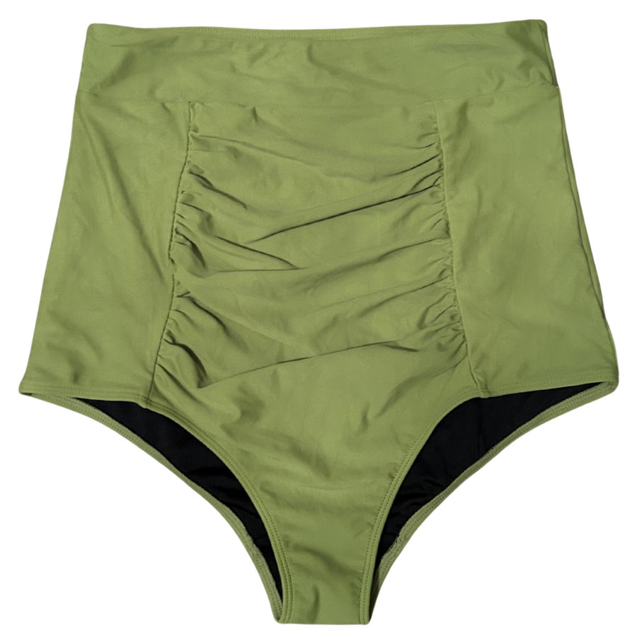 Ruched High Waisted Bottoms Olive
