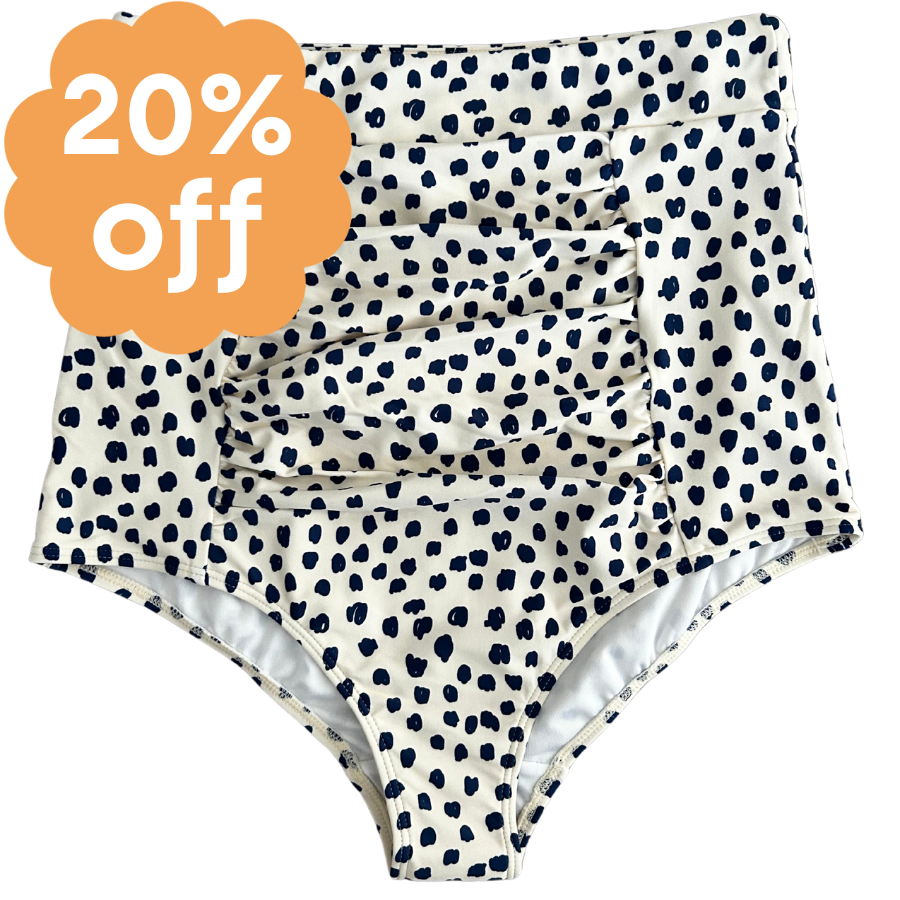 Ruched High Waisted Bottoms Scribble Dots