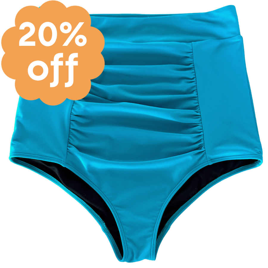Ruched High Waisted Bottoms Teal