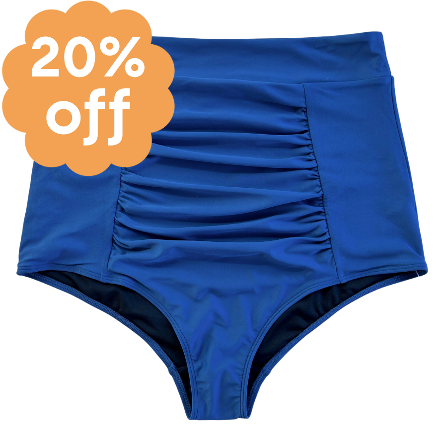 Ruched High Waisted Bottoms French Navy