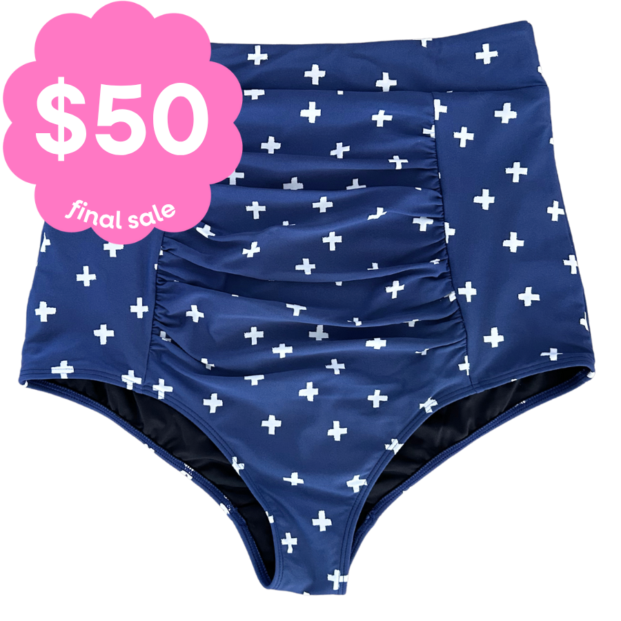 Last Pieces - Ruched High Waisted Bottoms Navy Plus
