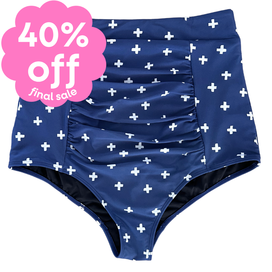 Last Pieces - Ruched High Waisted Bottoms Navy Plus