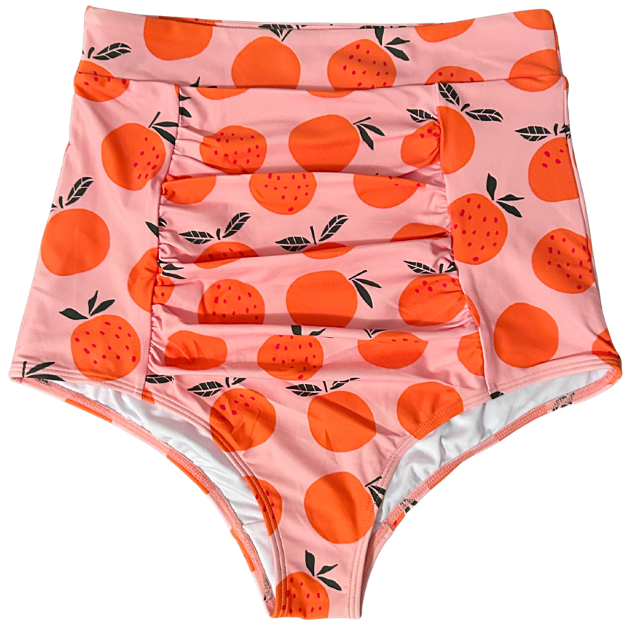 Ruched High Waisted Bottoms Oranges