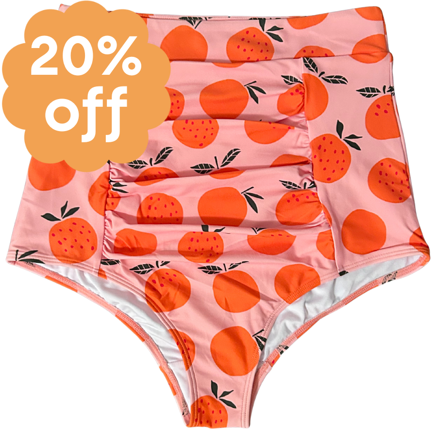 Ruched High Waisted Bottoms Oranges