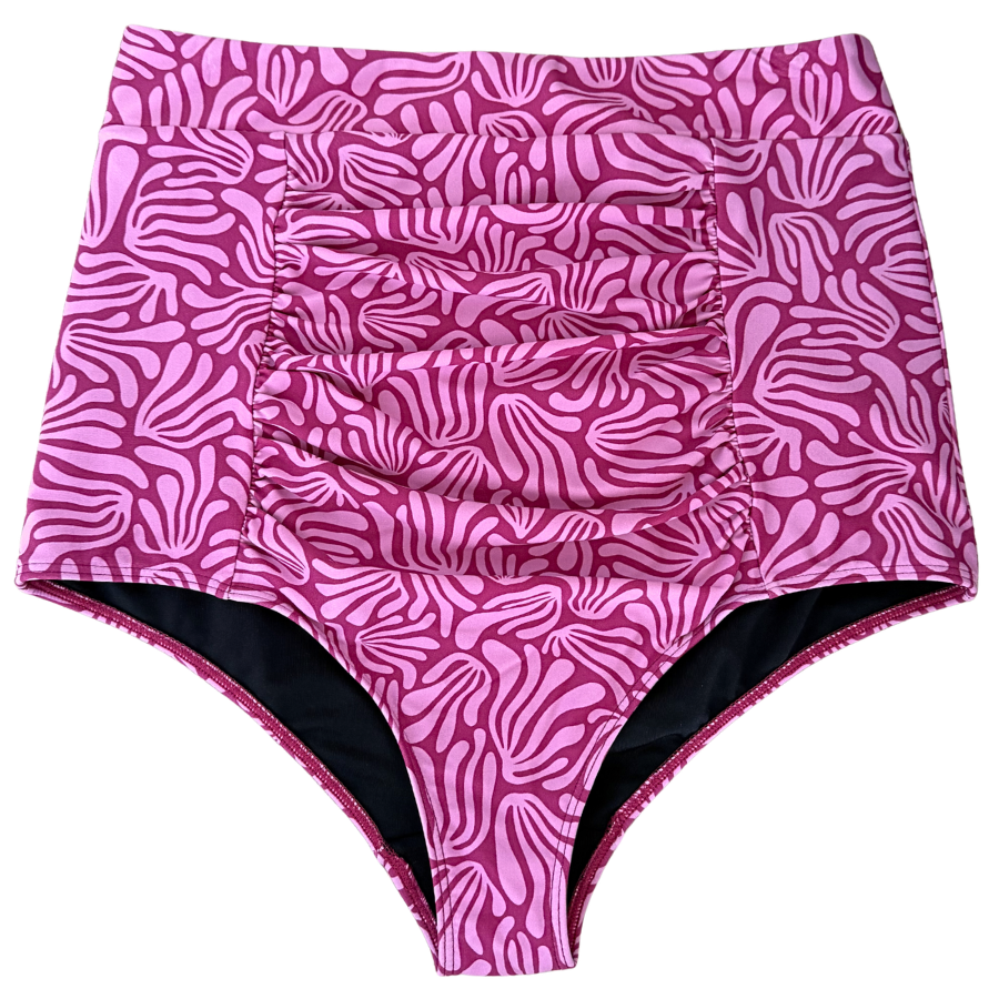 Ruched High Waisted Bottoms Raspberry Ripple