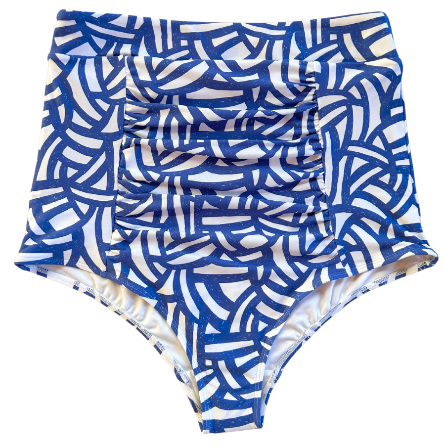 Ruched High Waisted Bottoms Stripe Delight