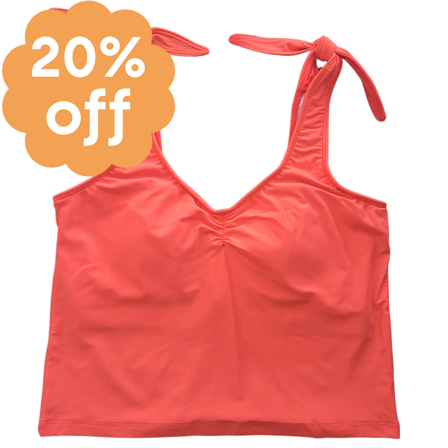 Shoulder Tie Top Coral