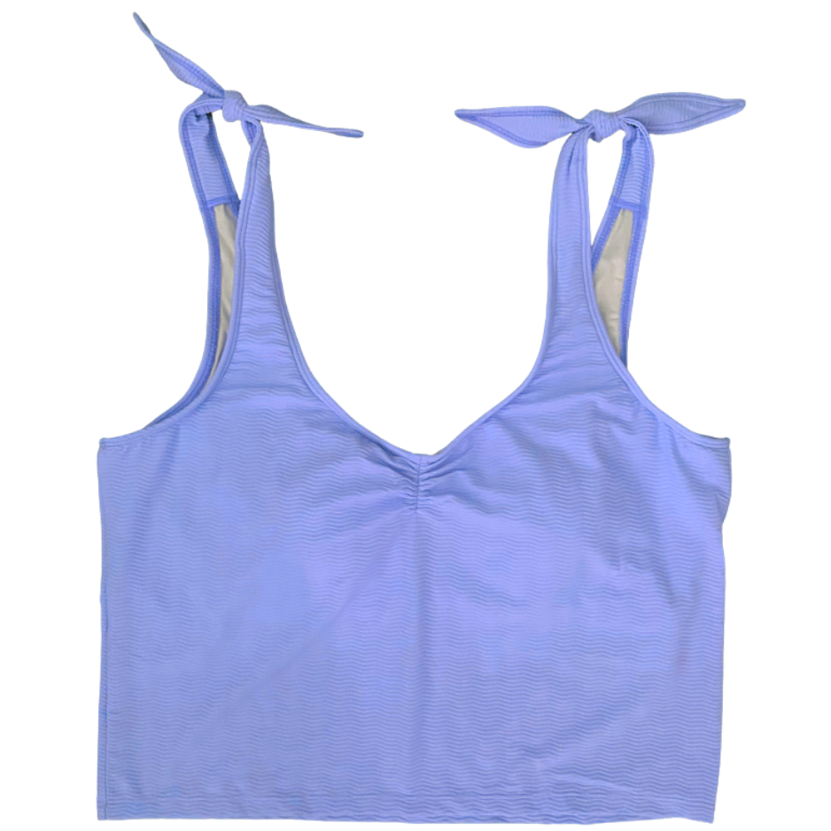 Shoulder Tie Top Cornflower (Textured Fabric)