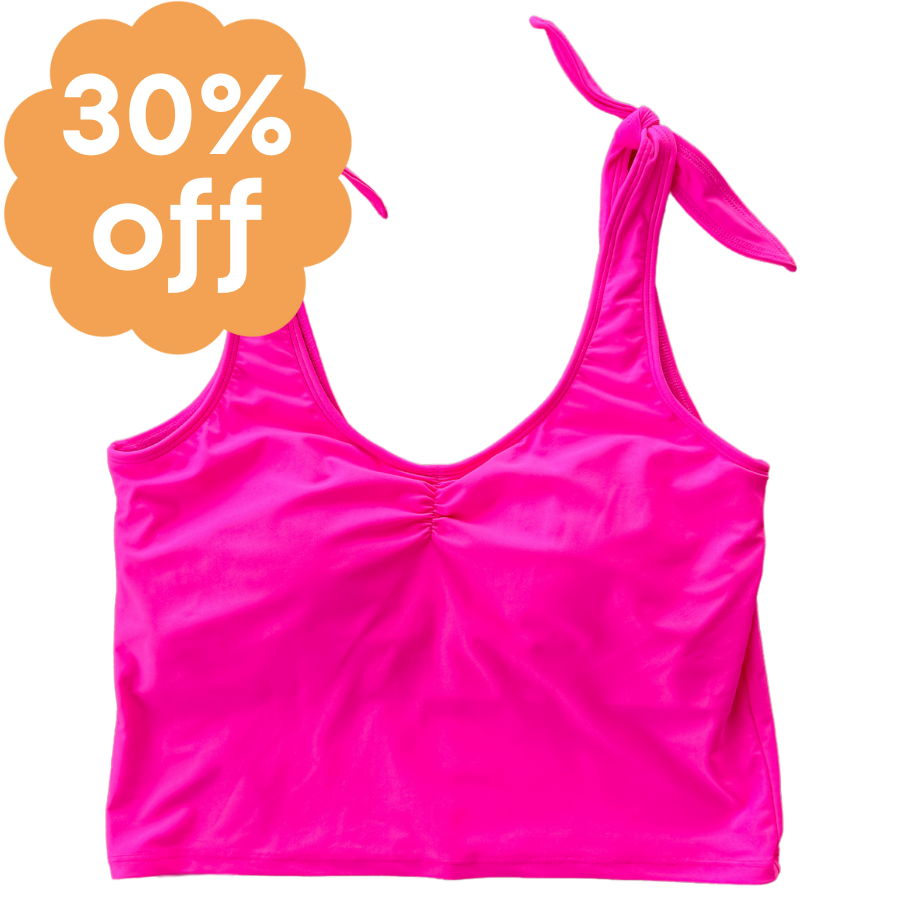 Shoulder Tie Top Flamingo