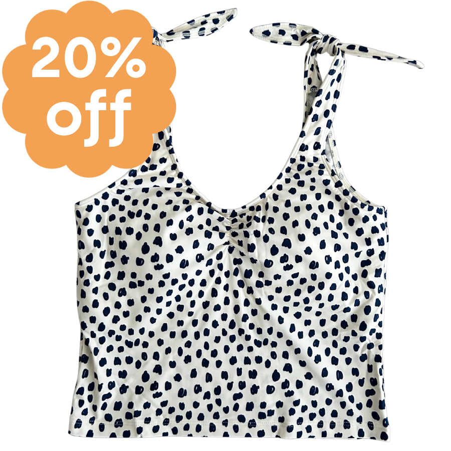 Shoulder Tie Top Scribble Dots