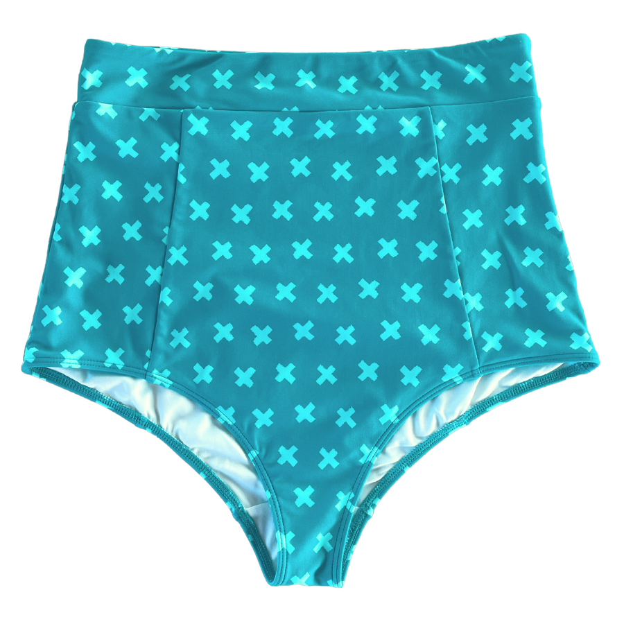 High Waisted Bottoms Teal Crosses