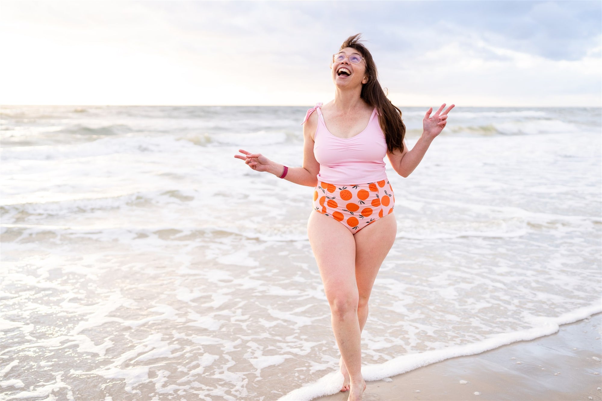 Ruched High Waisted Bottoms Oranges