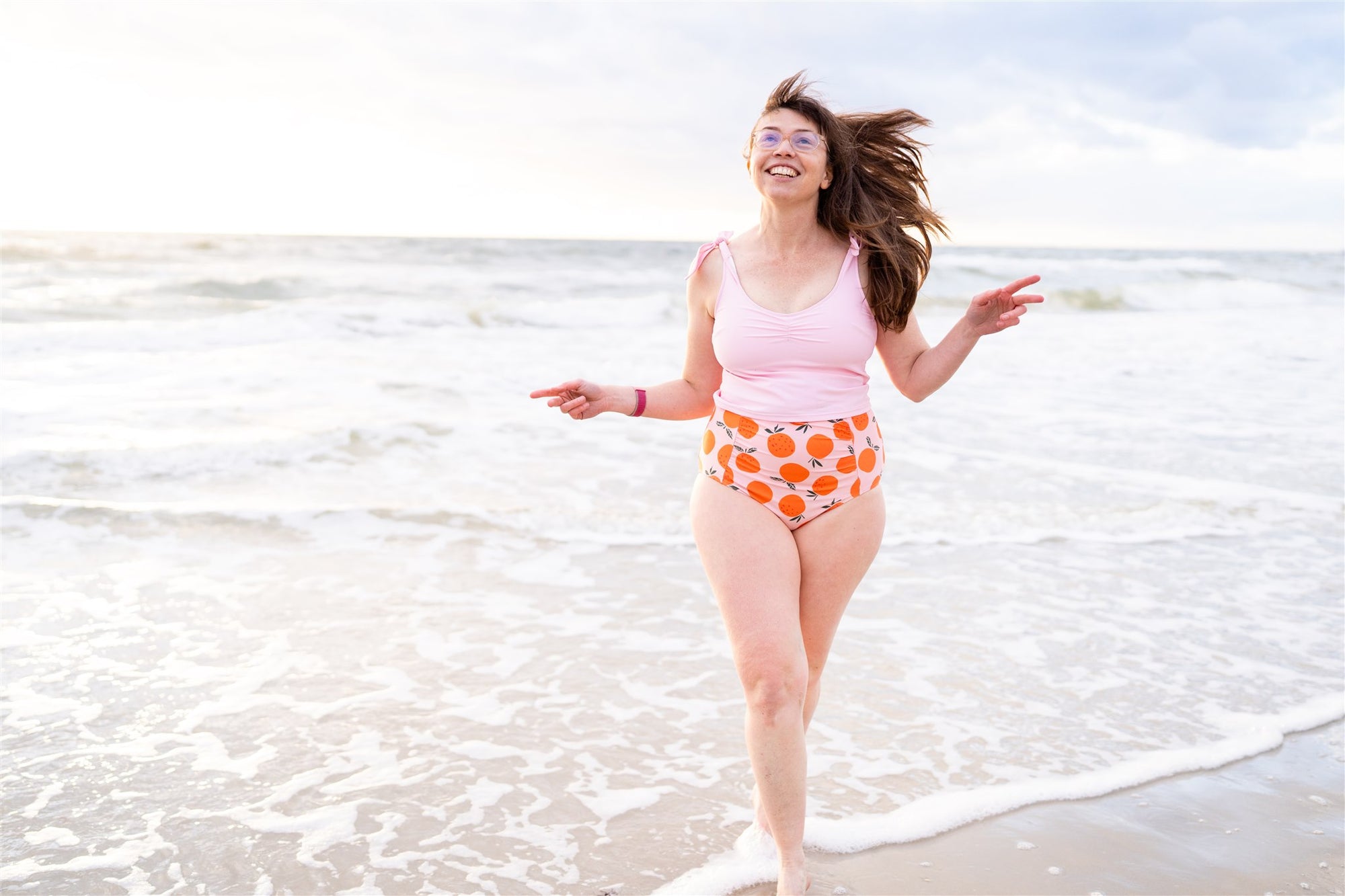 Ruched High Waisted Bottoms Oranges