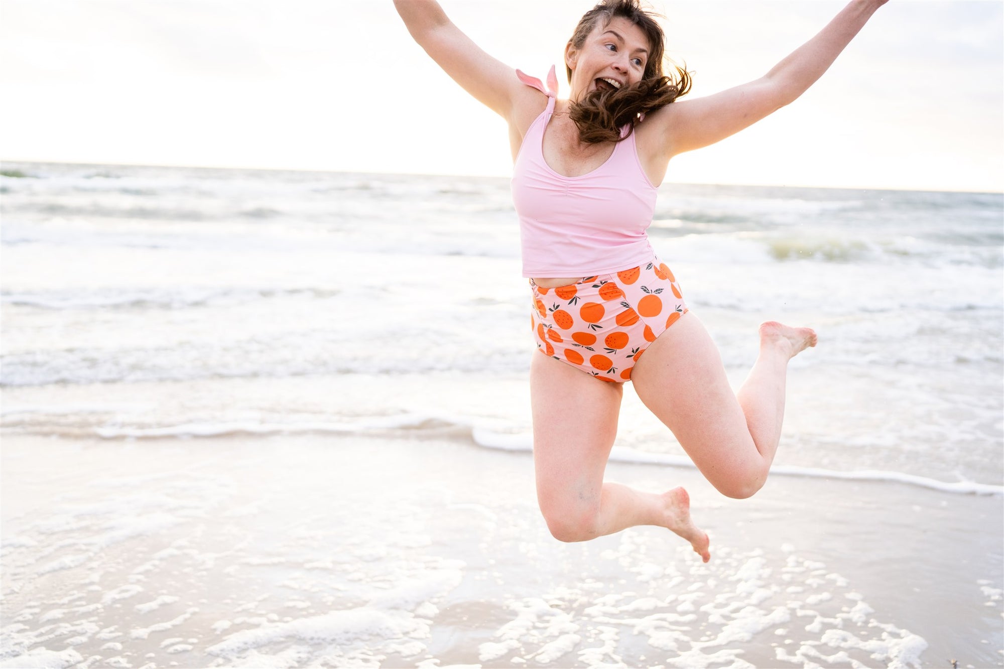 Ruched High Waisted Bottoms Oranges