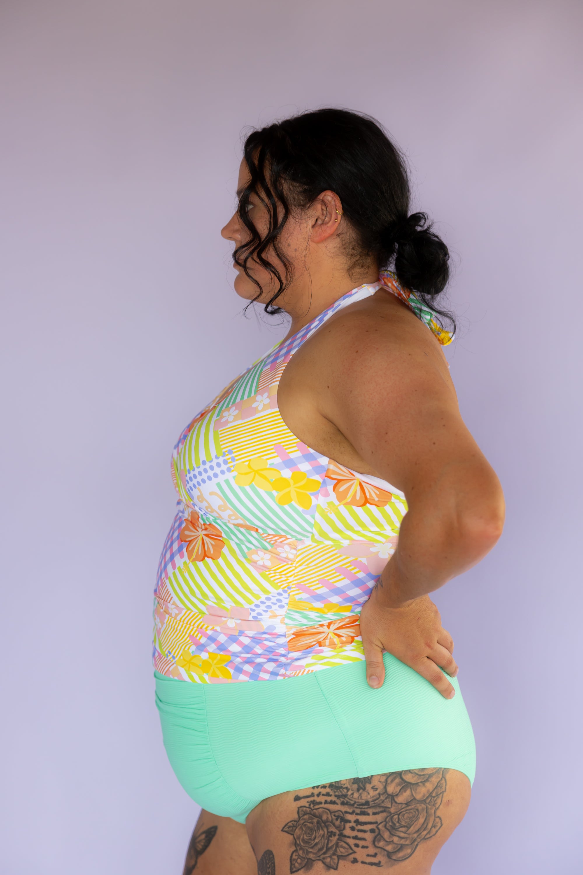 Criss-Cross Halter Top Tropical Patch