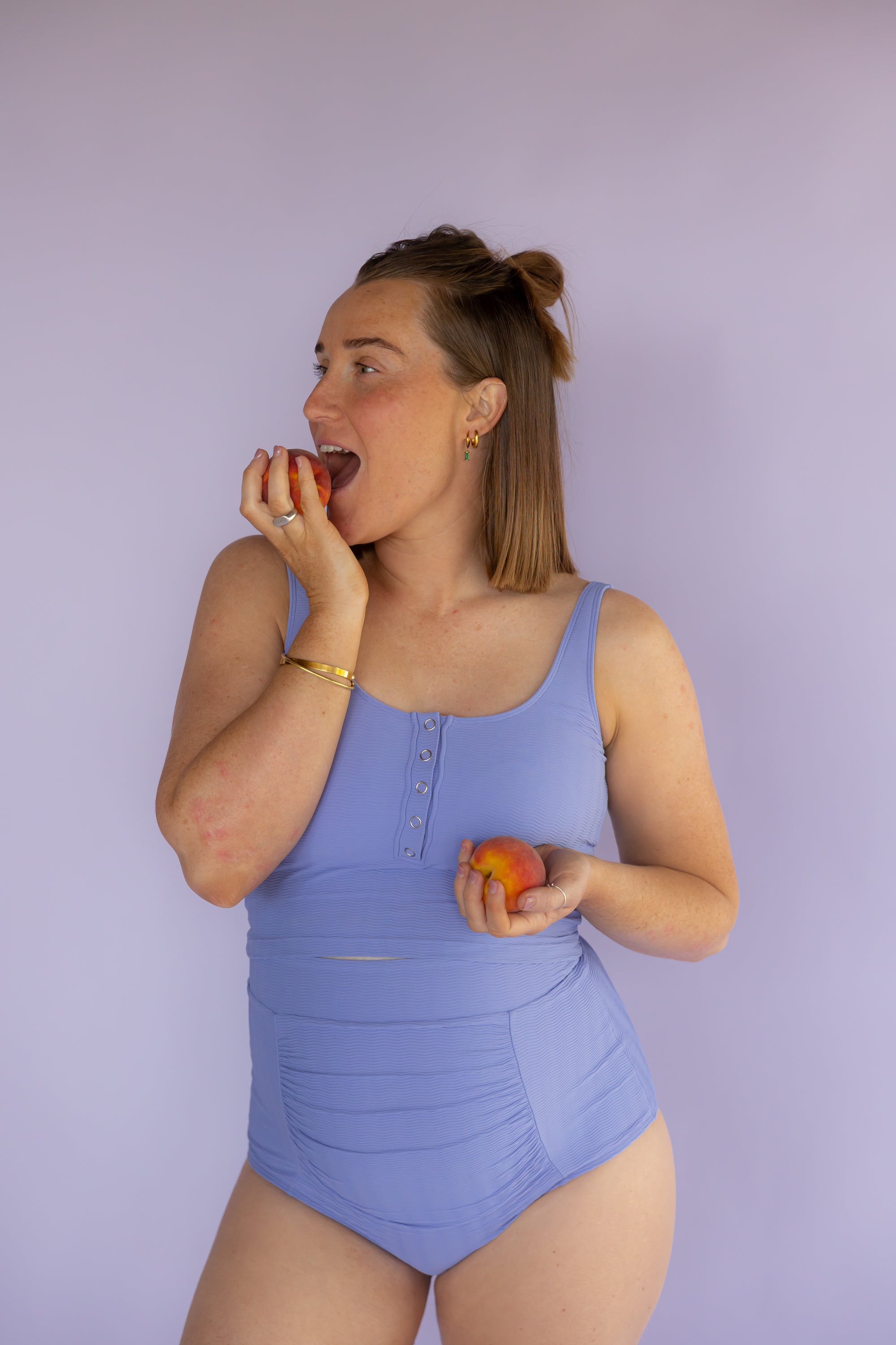 Ruched High Waisted Bottoms Cornflower (Textured Fabric)