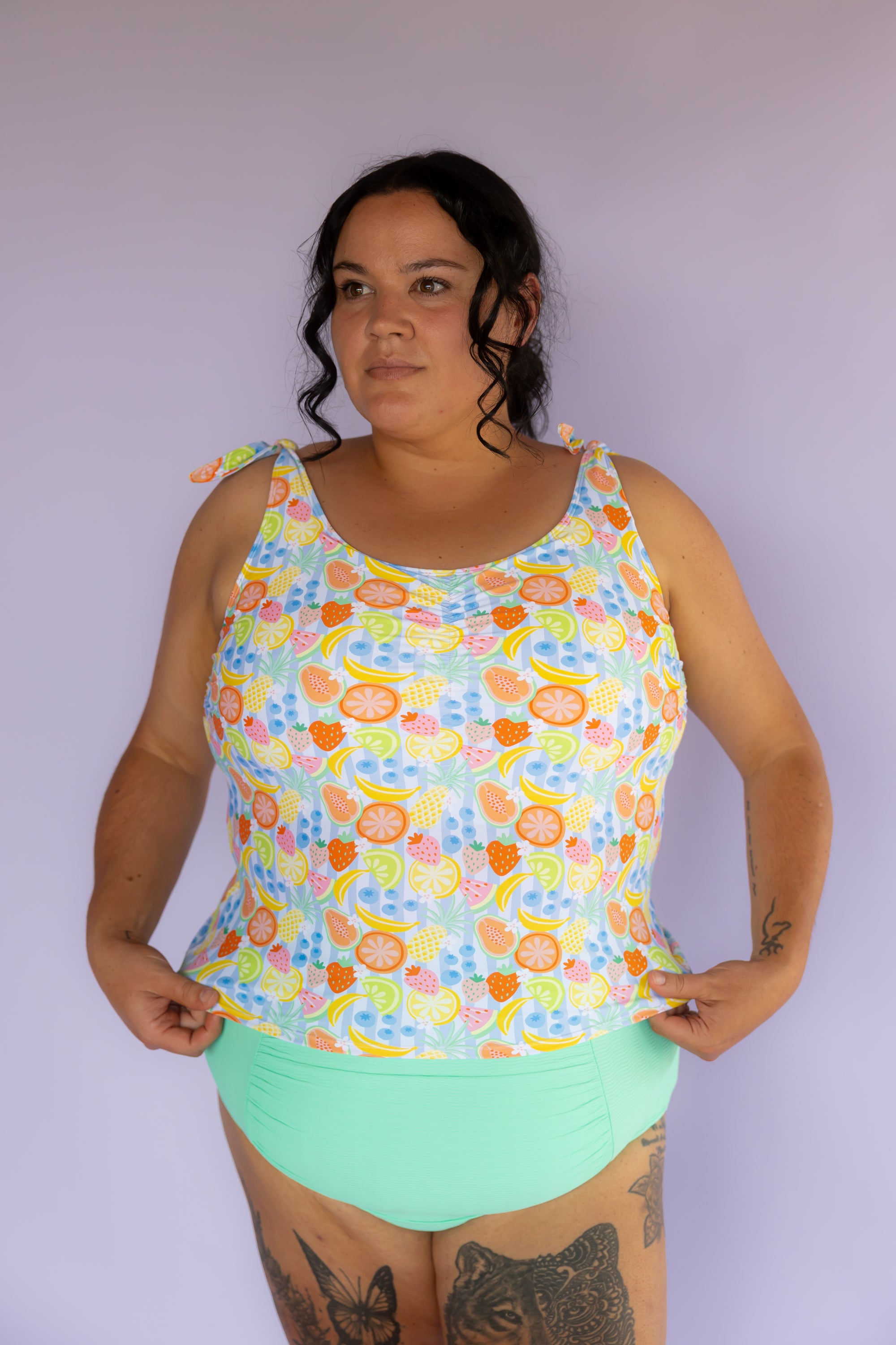 Ruched High Waisted Bottoms Seafoam (Textured Fabric)