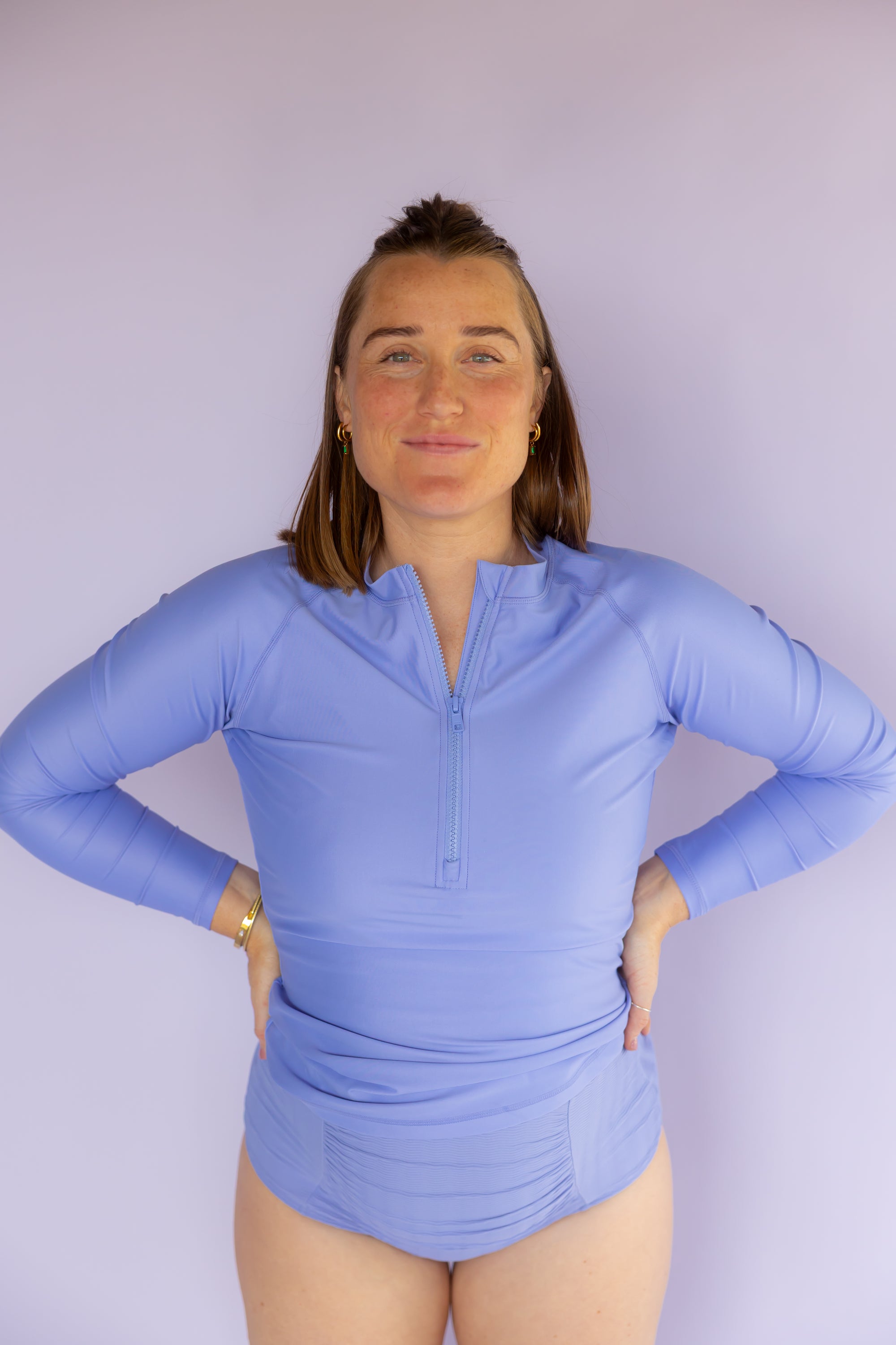 Ruched High Waisted Bottoms Cornflower (Textured Fabric)