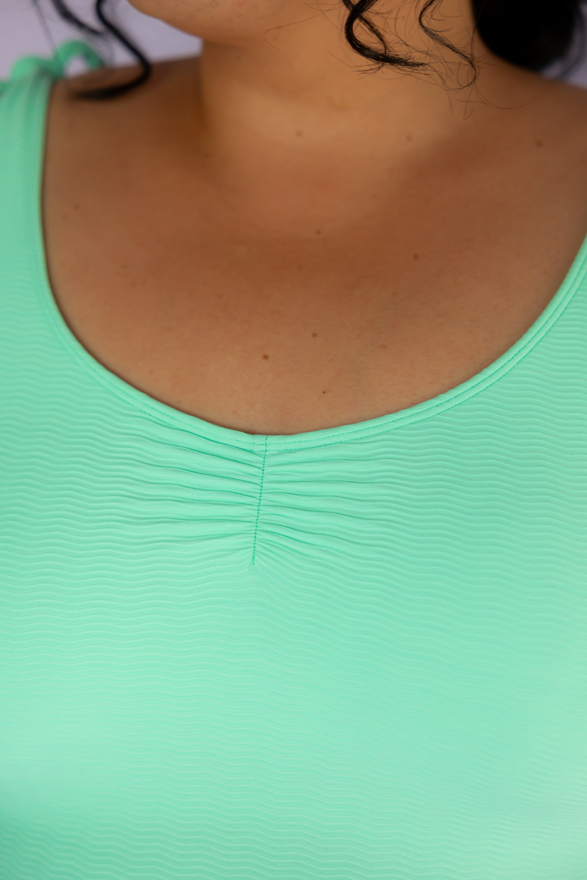Shoulder Tie Top Seafoam (Textured Fabric)