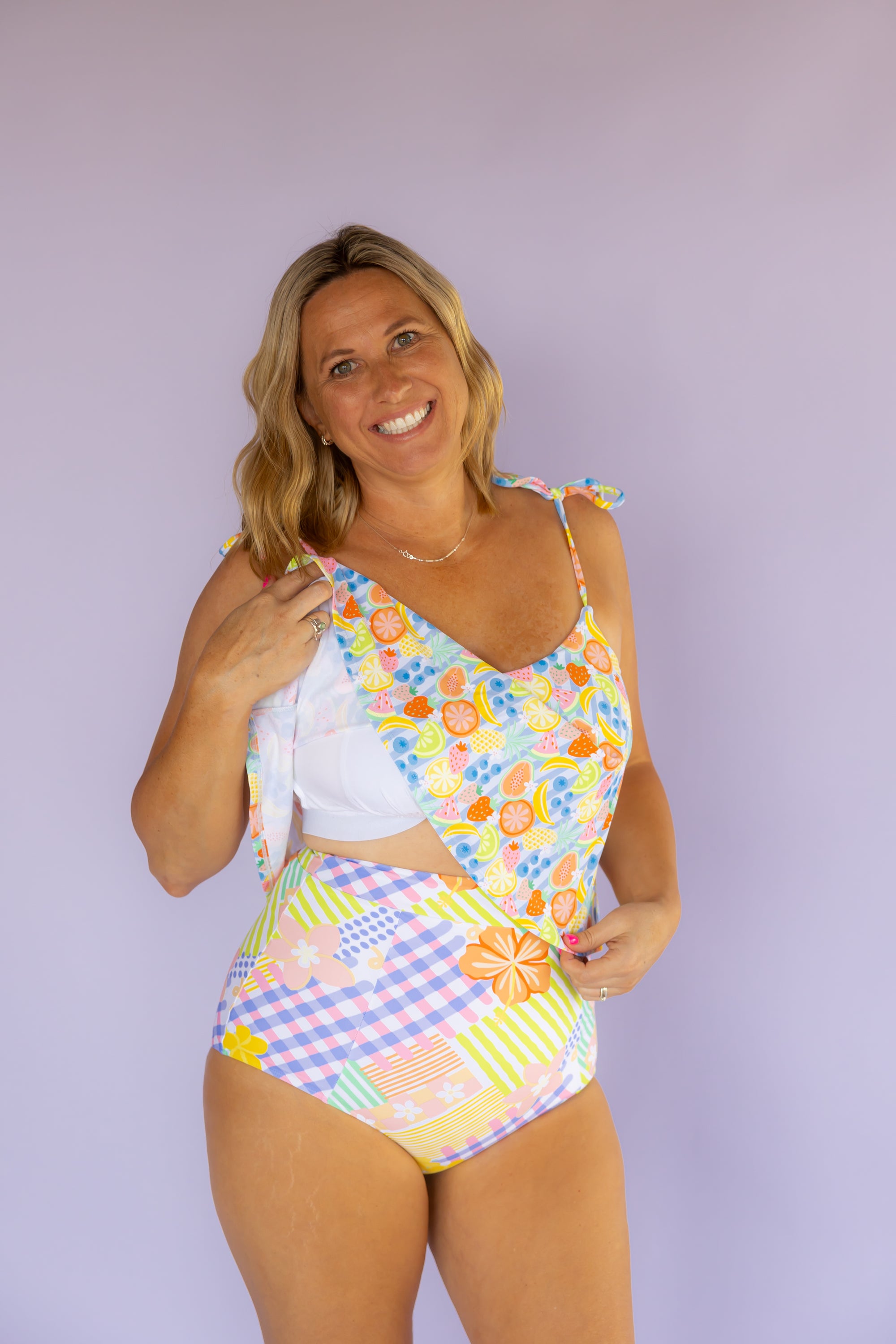 High Waisted Bottoms Tropical Patch