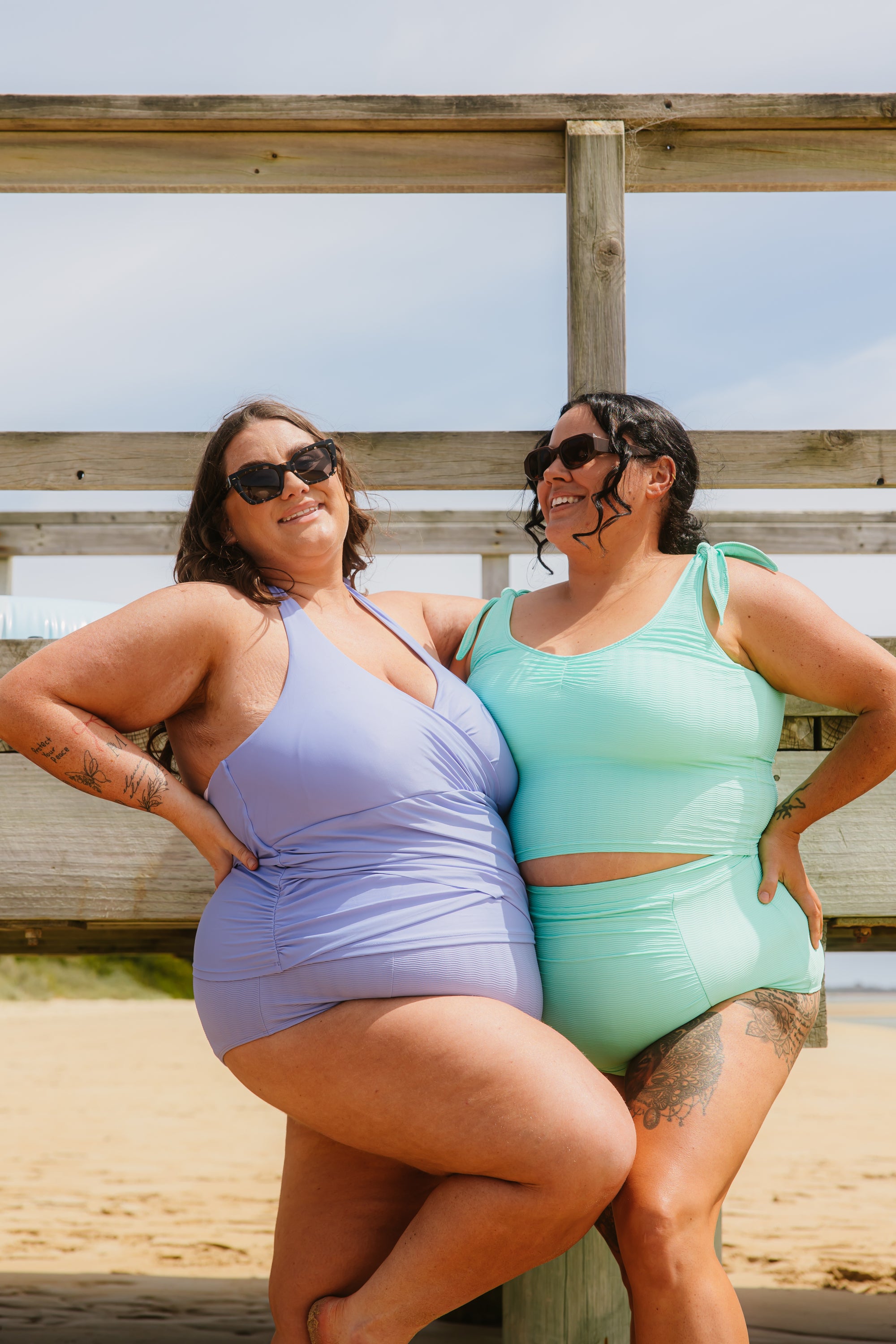 High Waisted Bottoms Cornflower (Textured Fabric)