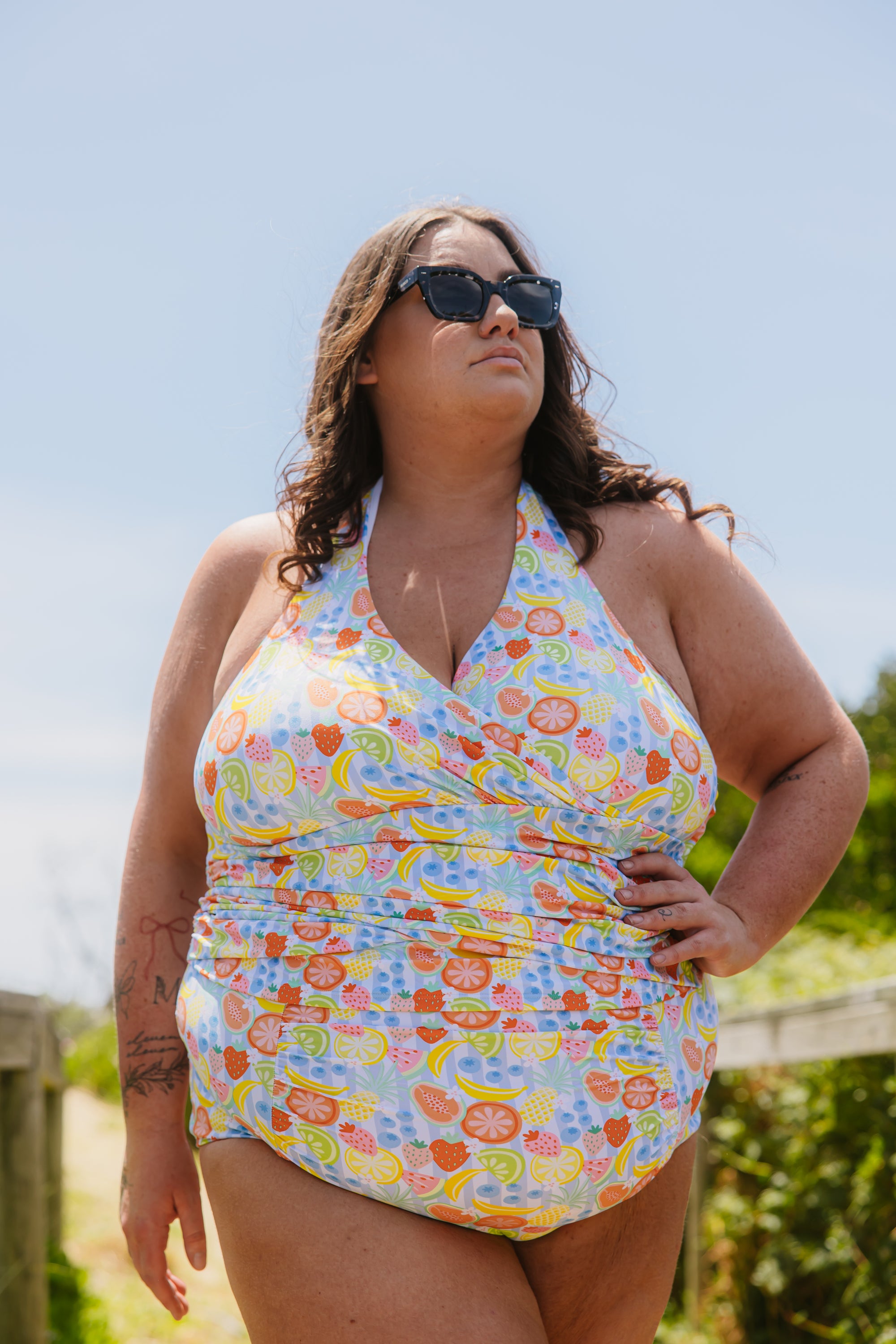 Criss-Cross Halter Top Fruit Fiesta