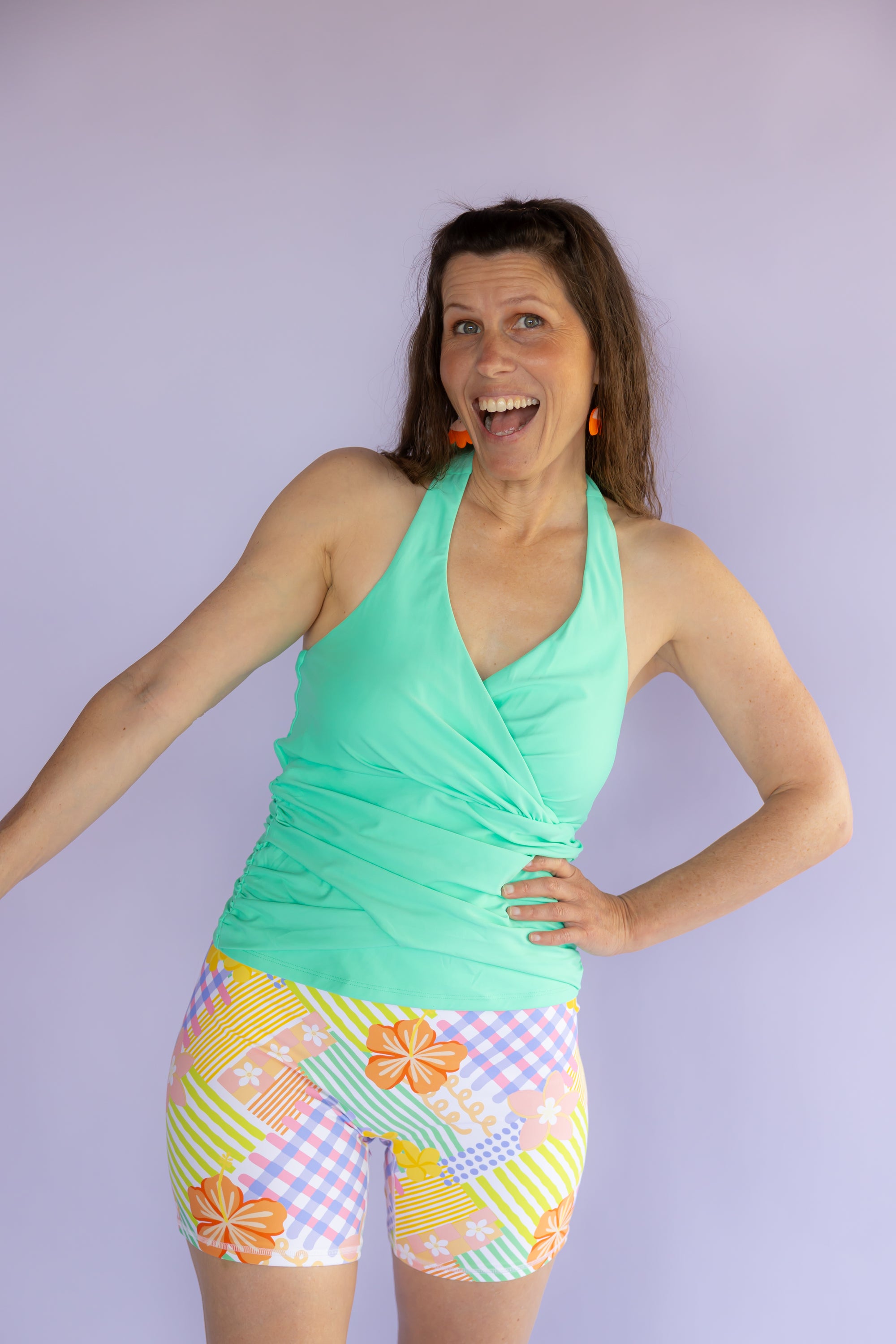 Criss-Cross Halter Top Seafoam