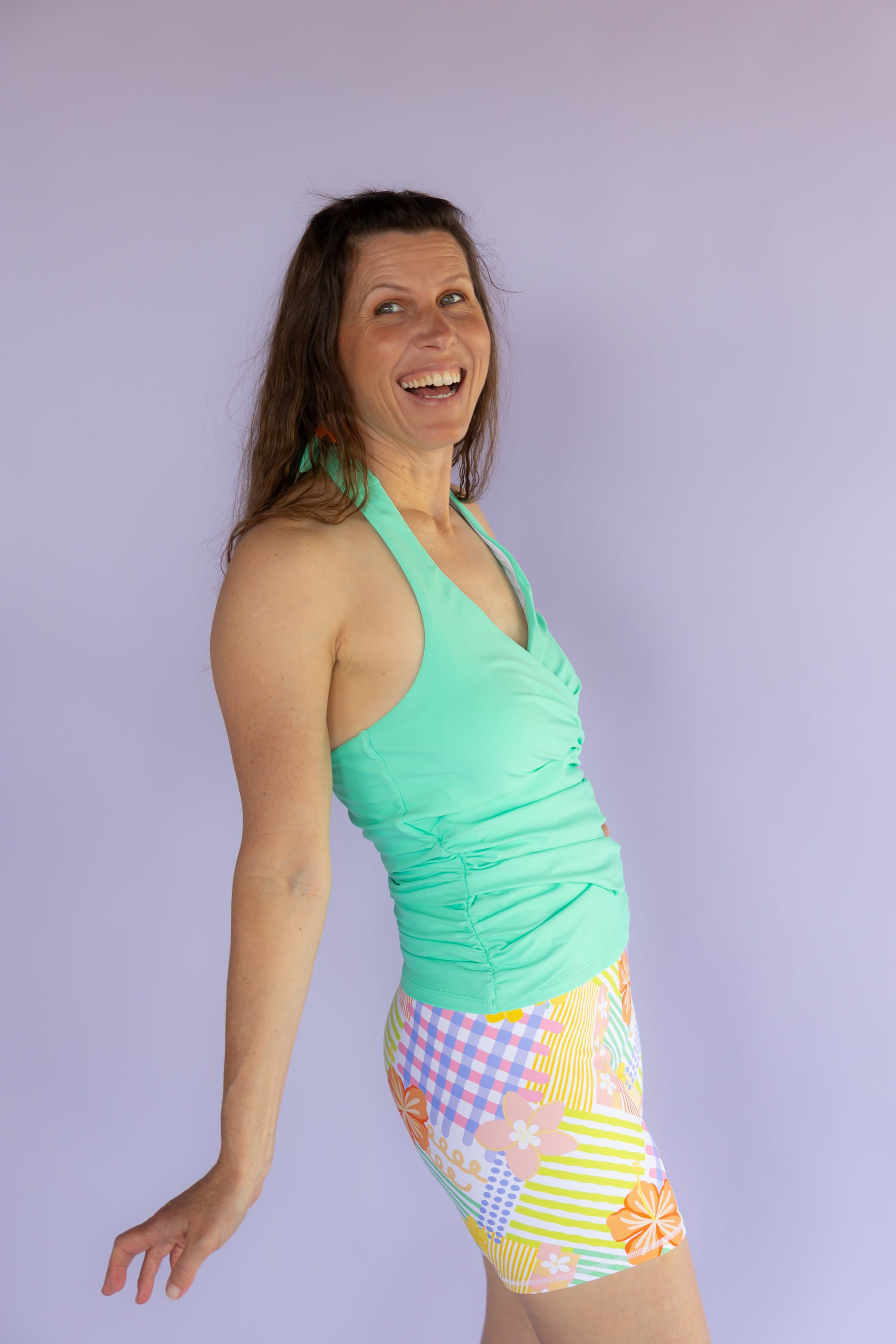 Criss-Cross Halter Top Seafoam