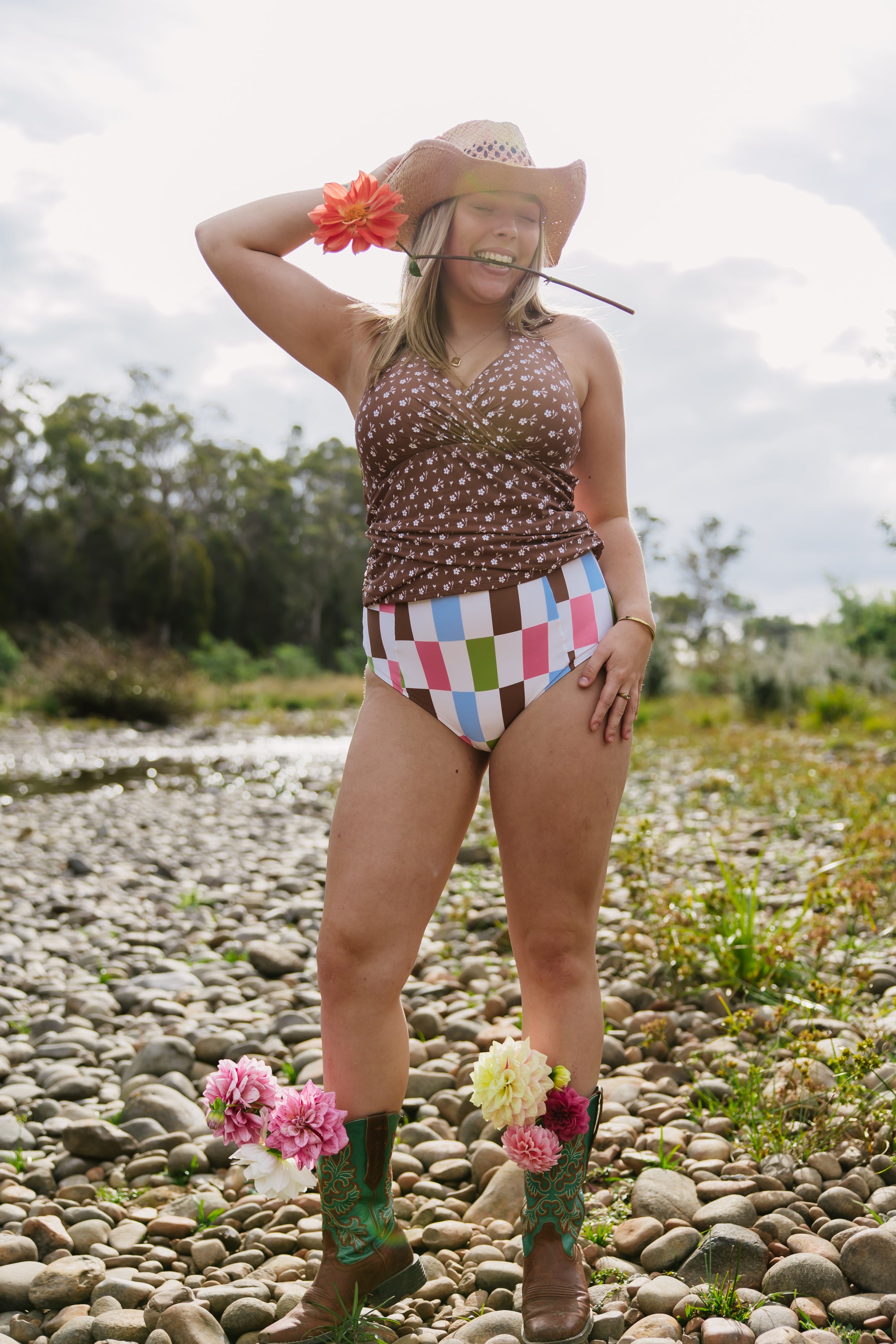 Criss-Cross Halter Top Cocoa Ditzy