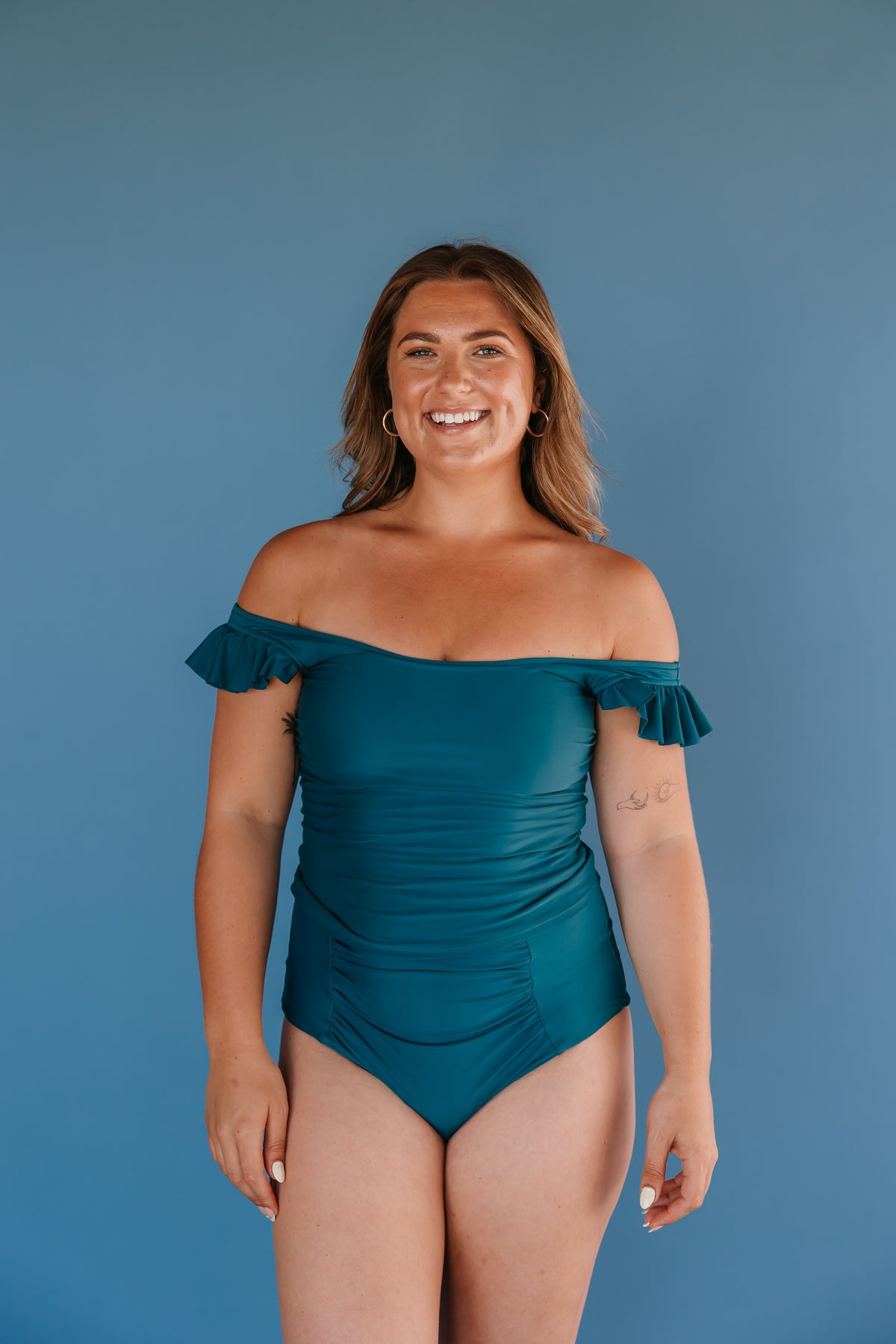 Pre-Order: Frill Shoulder Tank Peacock